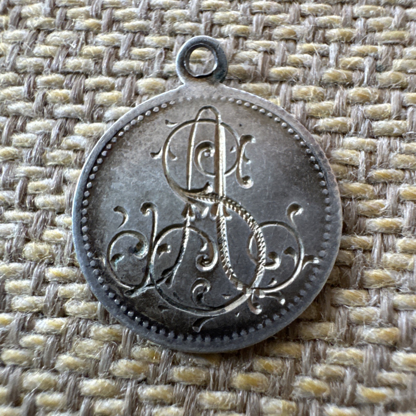 Vintage Antique Charm Engraved Coin German