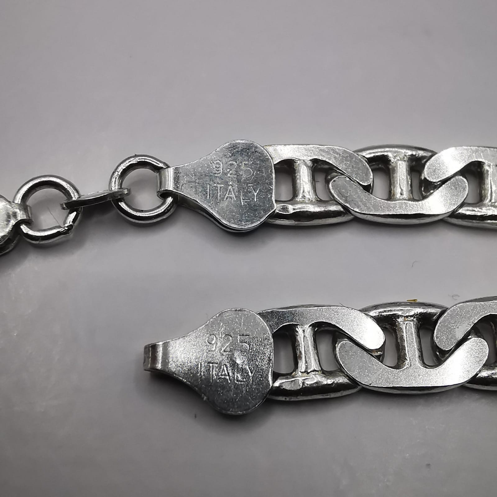 925 Italy Sterling Silver Vintage Mariner Anchor Link Bracelet Heavy Chain