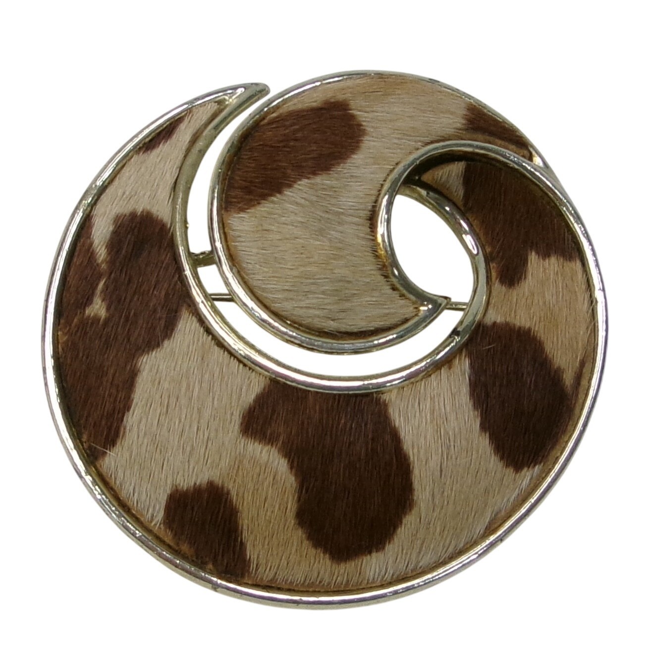 Vintage Signed Lisner Faux Leopard Fur Brooch Pin
