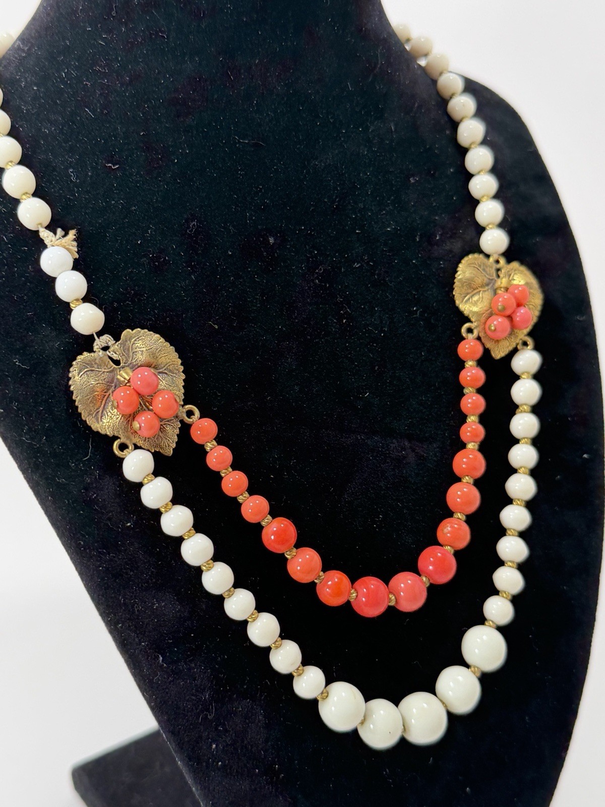 Stunning Antique Natural White & Pink Coral 18” Necklace 34g