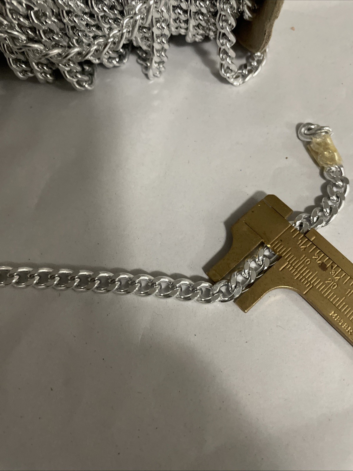 VTG Roll 100 Feet ? Silver Plate Aluminum Curb Link Chain 7mm