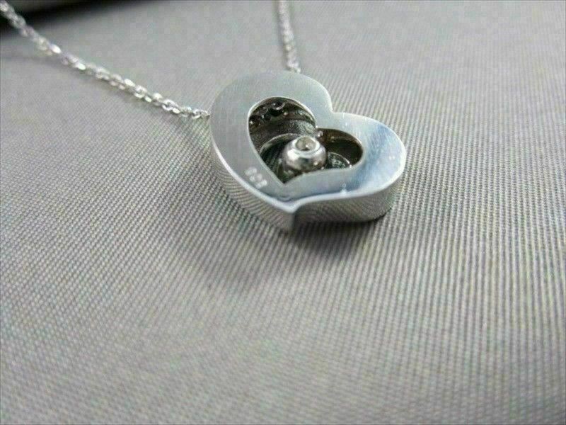 ESTATE 0.35CT DIAMOND 14KT WHITE GOLD SOLITAIRE HEART PENDANT & CHAIN #6921