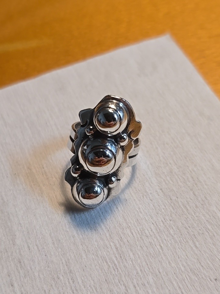 Taxco Mexico .980 Sterling Silver Triple Dome Modernist Ring Sz 5 Ring
