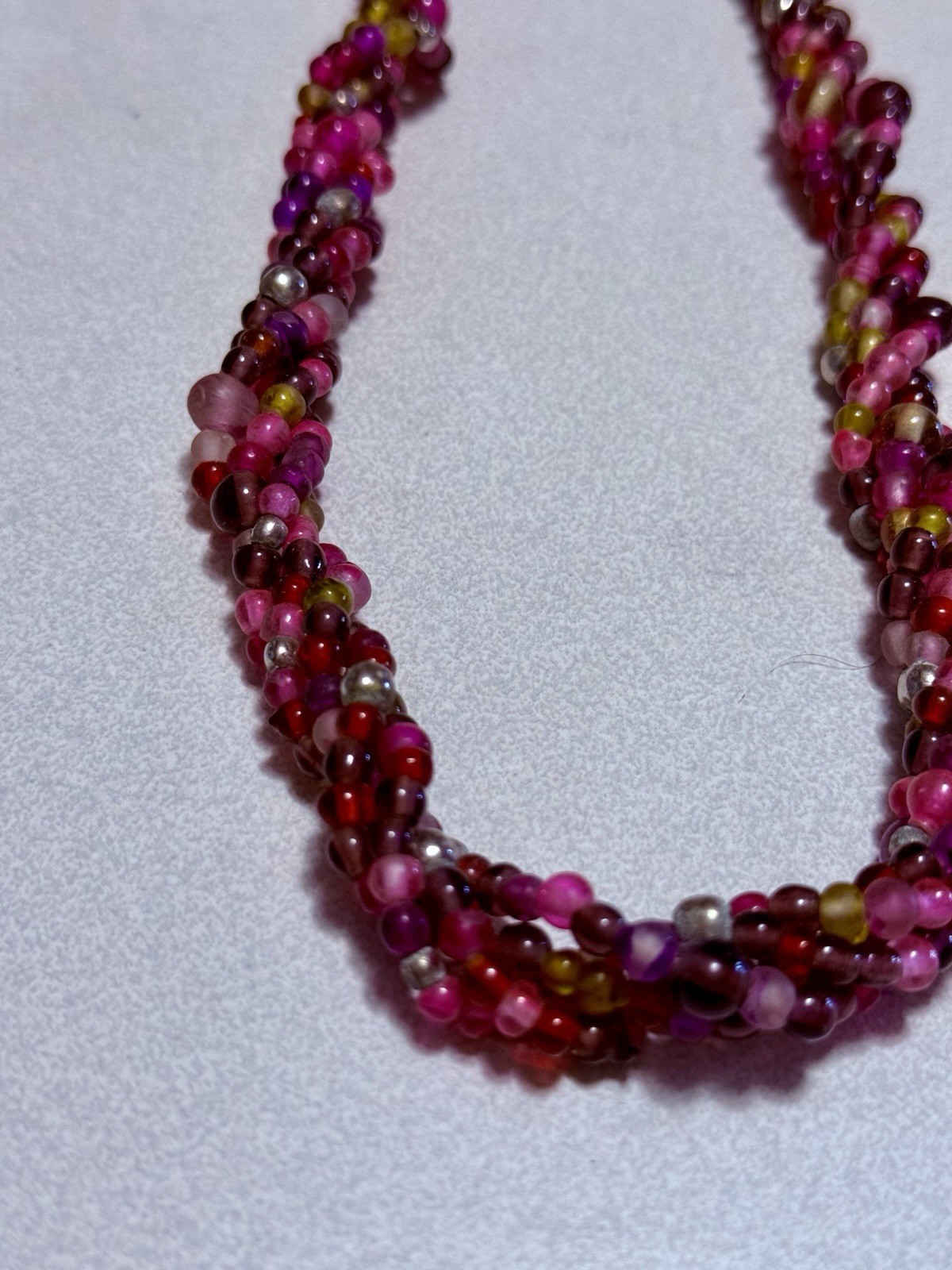 Vintage Tourmaline Beaded Choker W/ Beautiful Spring Colors Pinks Purples