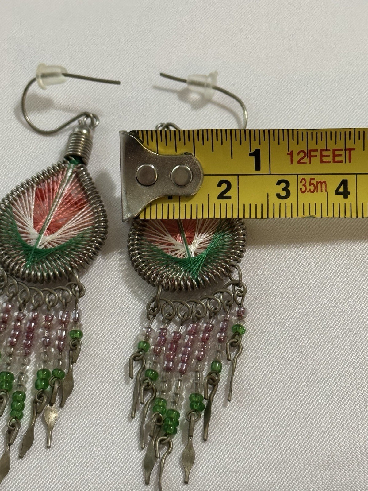 Vintage Y2K 2000s Chandelier Earrings Teardrop Dangle Pierced Beaded Boho Native