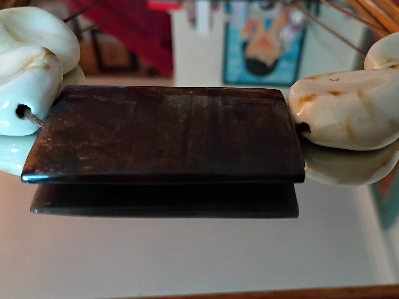 Boho Beautiful White/ Brown Shell? Stone?Heavy!Unsure Of Value…
