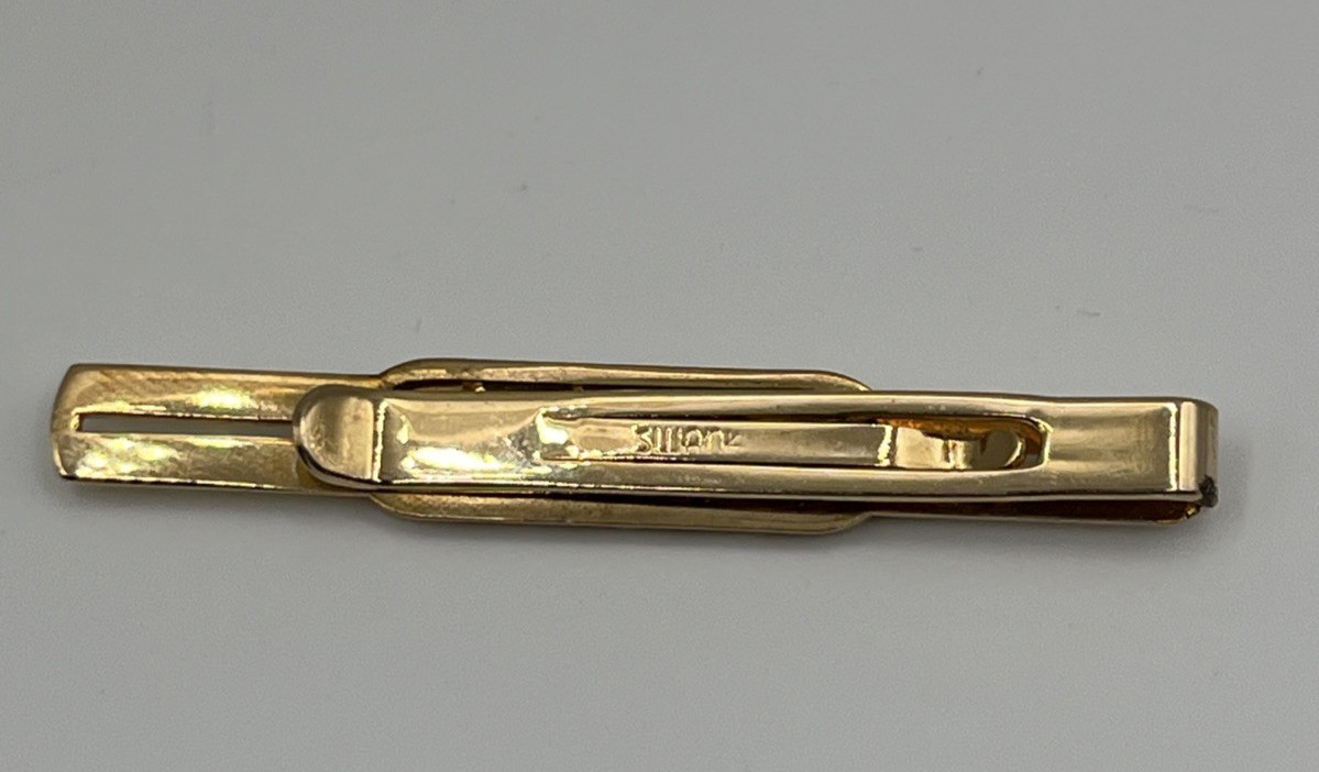 Vintage Swank Chain Link Tie Clip Gold Tone Formal Textured MCM