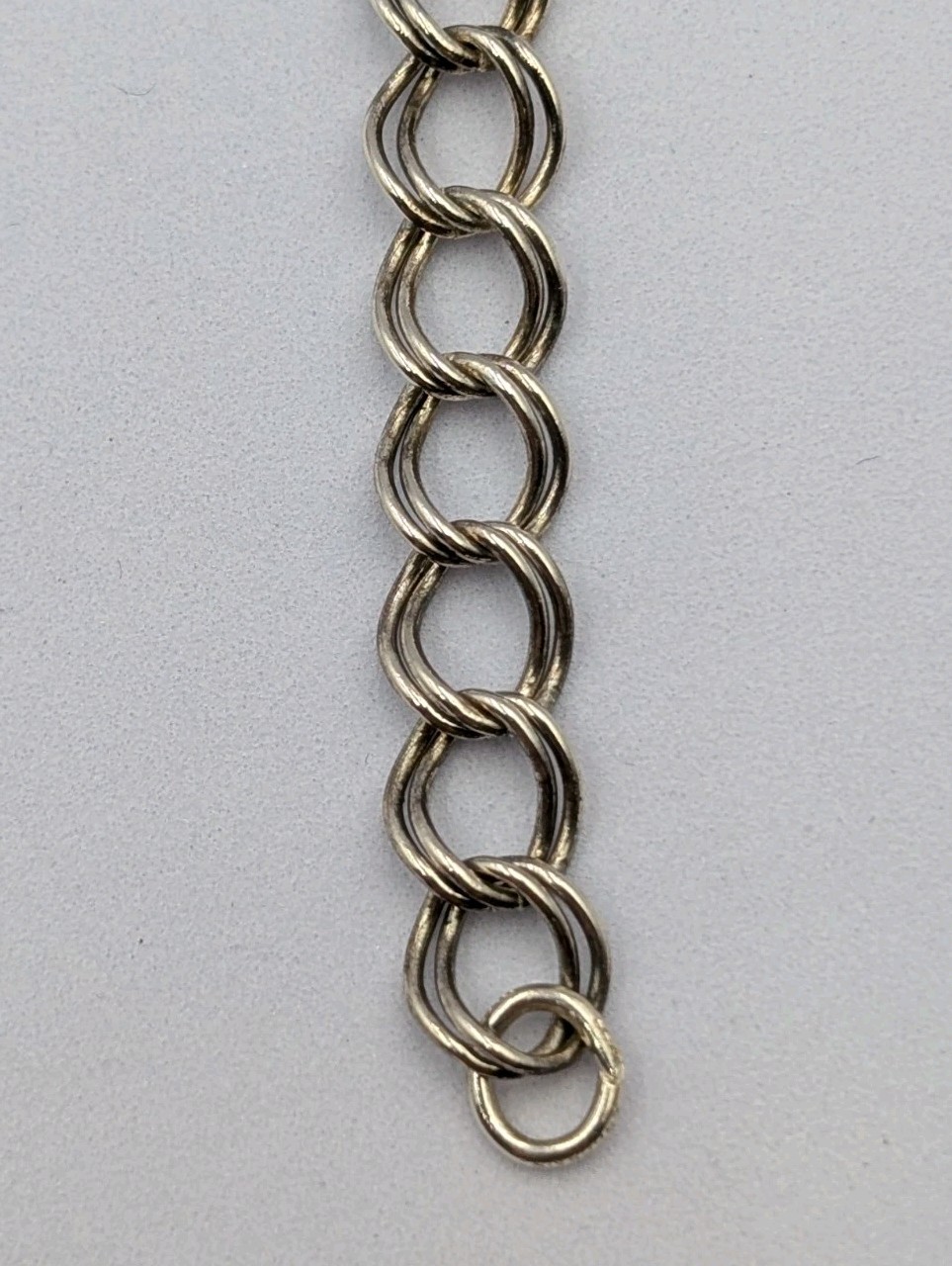 Vintage Sterling Silver Double Link Curb Chain Starter Charm 925 Bracelet 7.25″