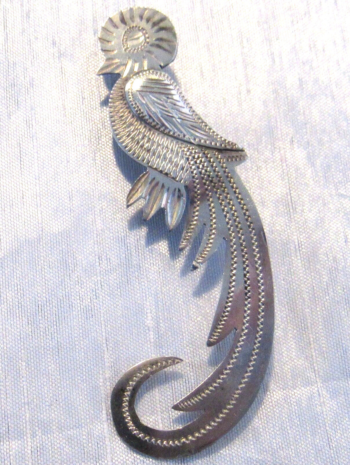 Vintage Guatemala Quetzal Bird 900 Silver Pin Brooch