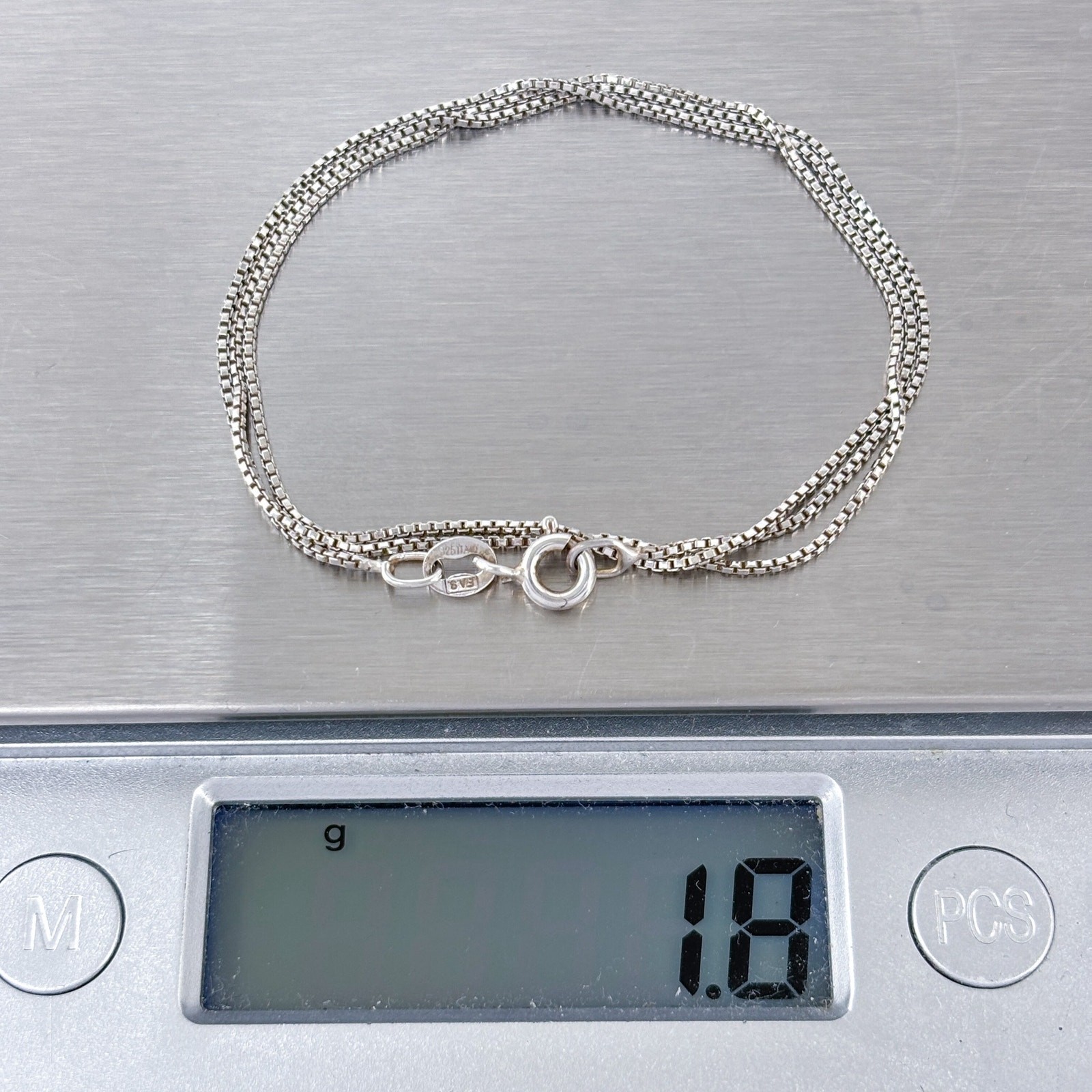 Vintage Italy Sterling Silver 925 Box Chain Necklace 16.5″