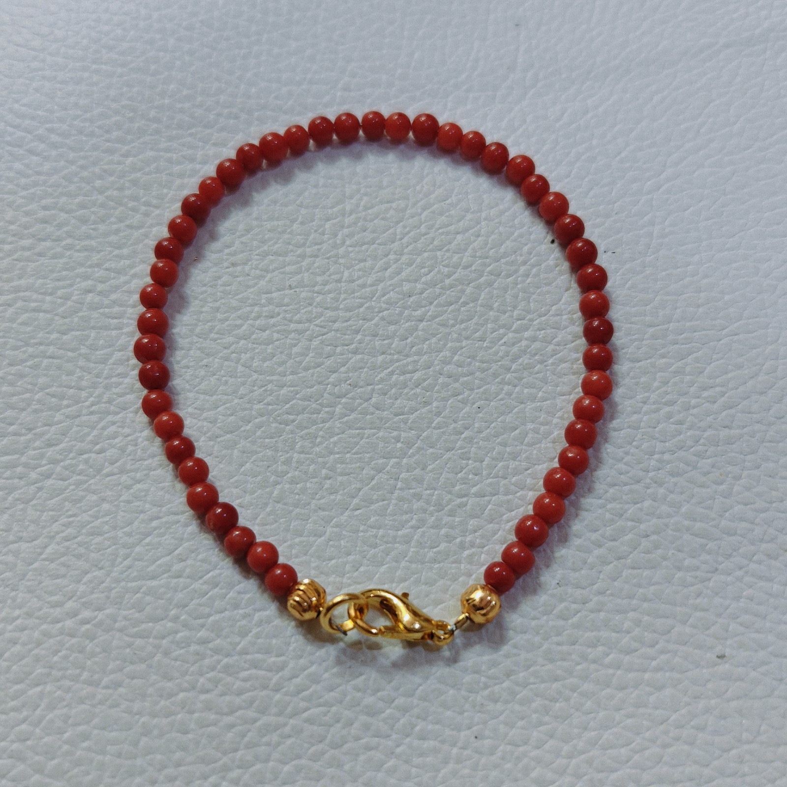 Natural Red Coral Beads Bracelet Italy Coral Bracelet Handmade Gemstone Jewelry