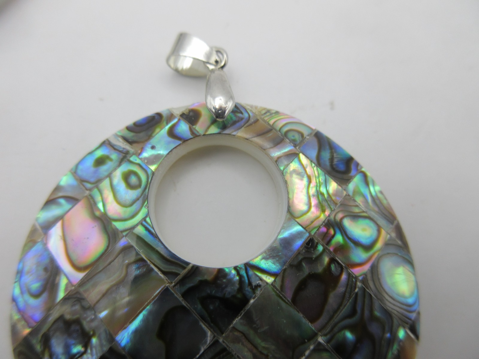 Lot of 2 Artisan Vintage Pendant Necklace MOP Mother of Pearl Abalone Sea Shell