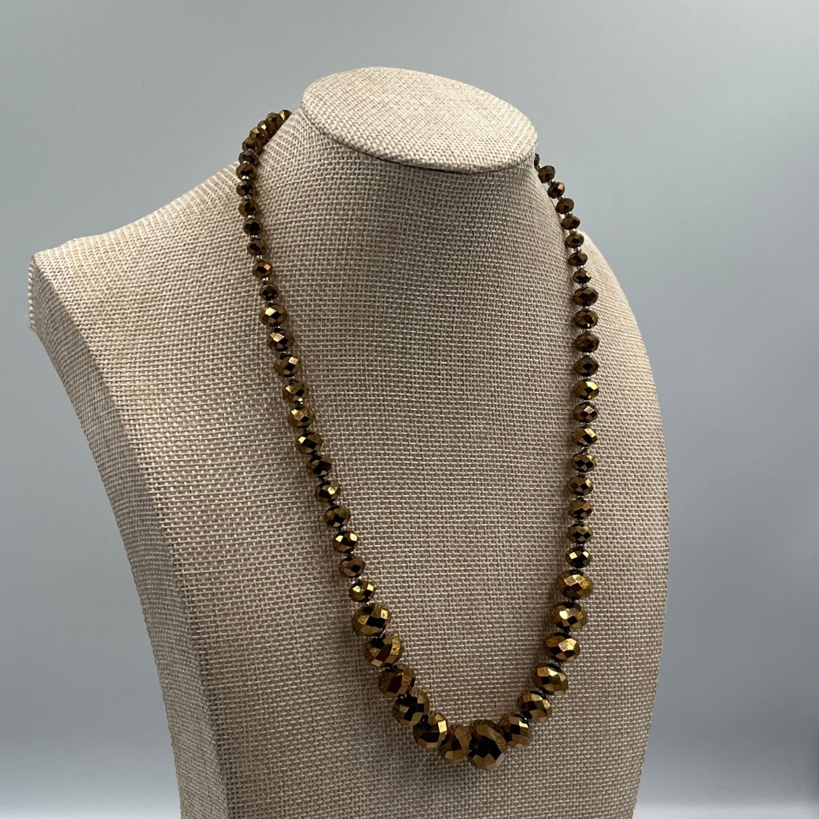Vintage Faceted Glass Bead Jewelry Set – Graduated Necklace & 3 Stretch Bangles