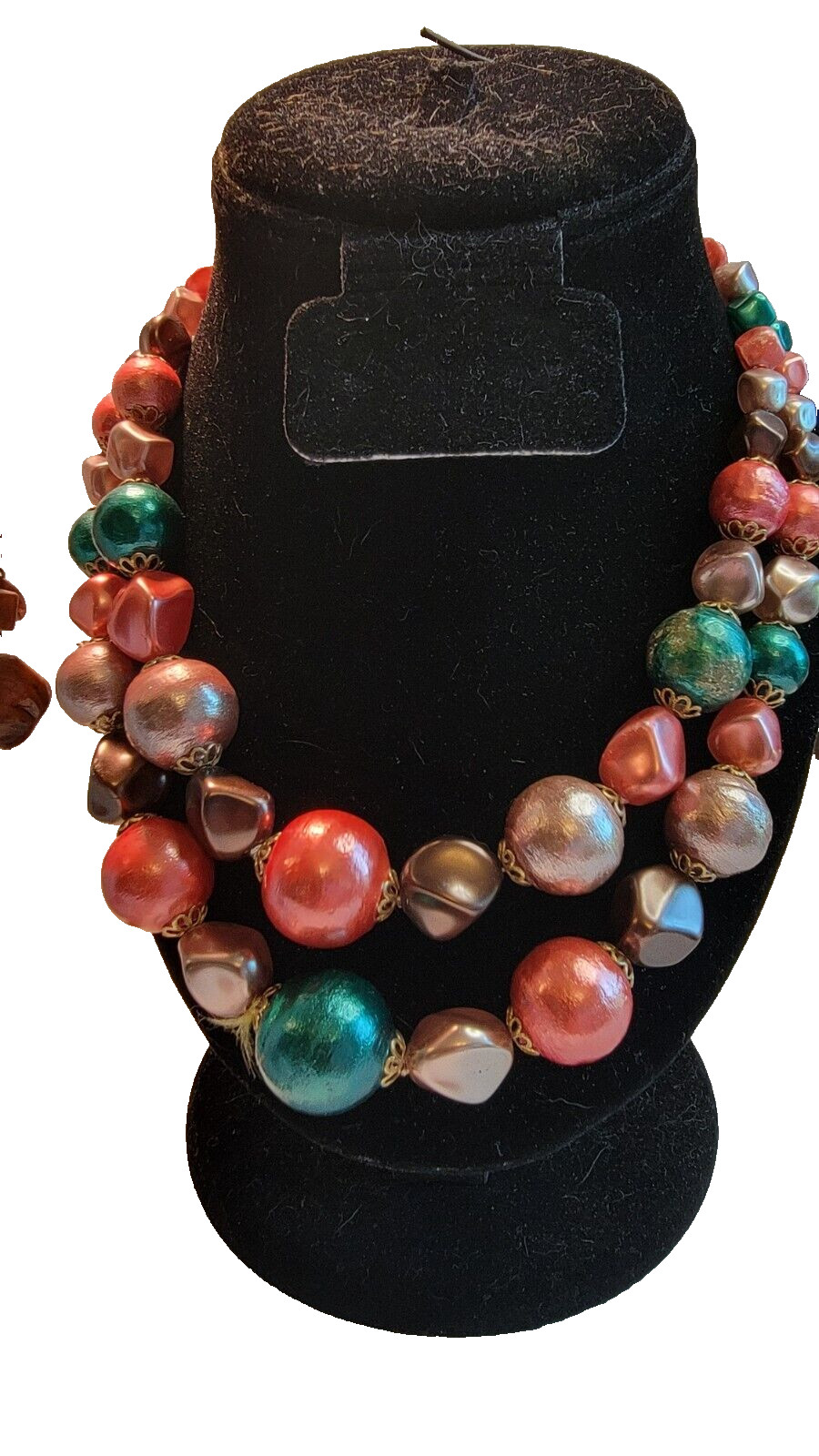 Vintage Lucite Plastic Necklace Lot 3 Fall Colors Beaded And Matching Earrings