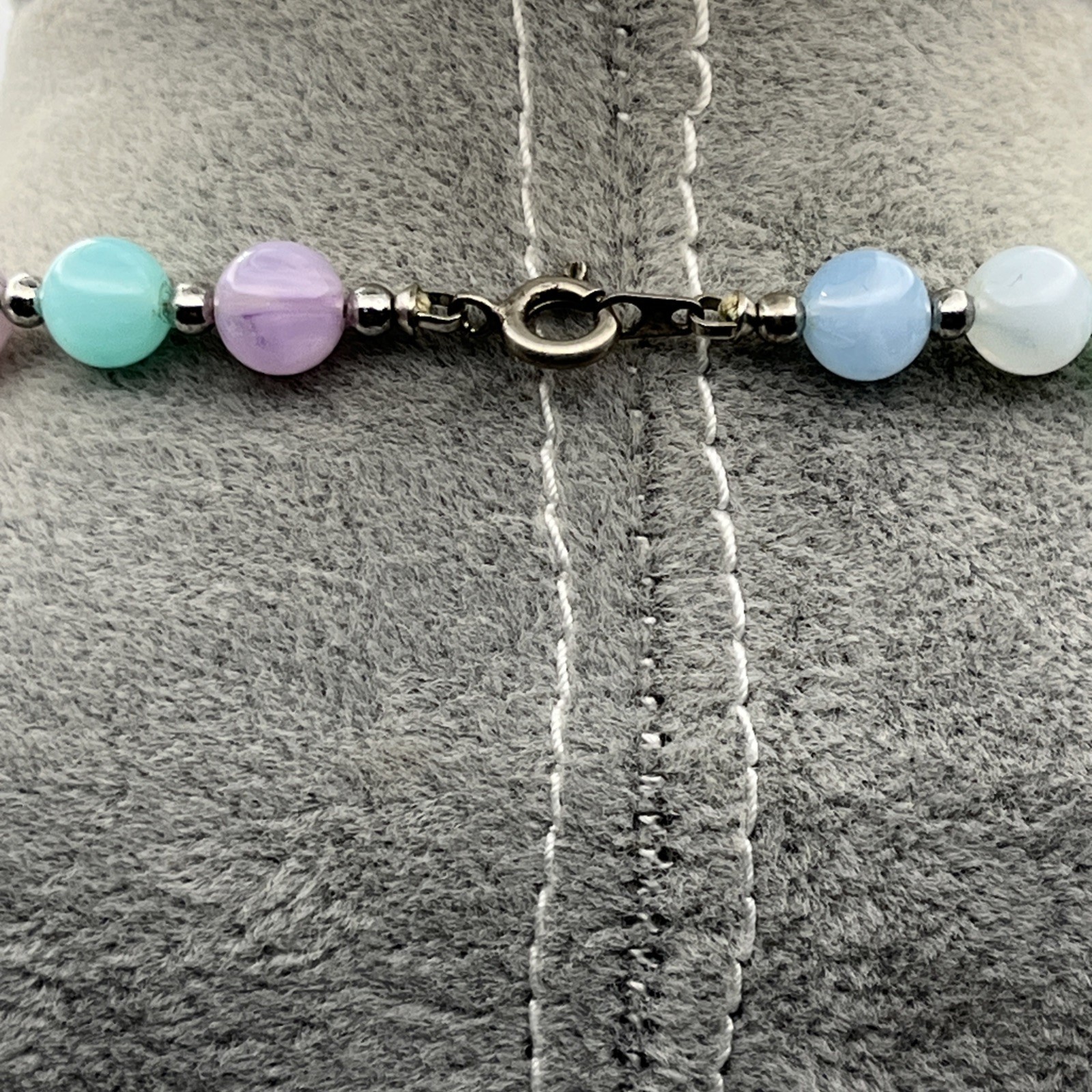 Vintage Acrylic Lucite Multicolor Pastel Beaded Necklace Pink Blue Green
