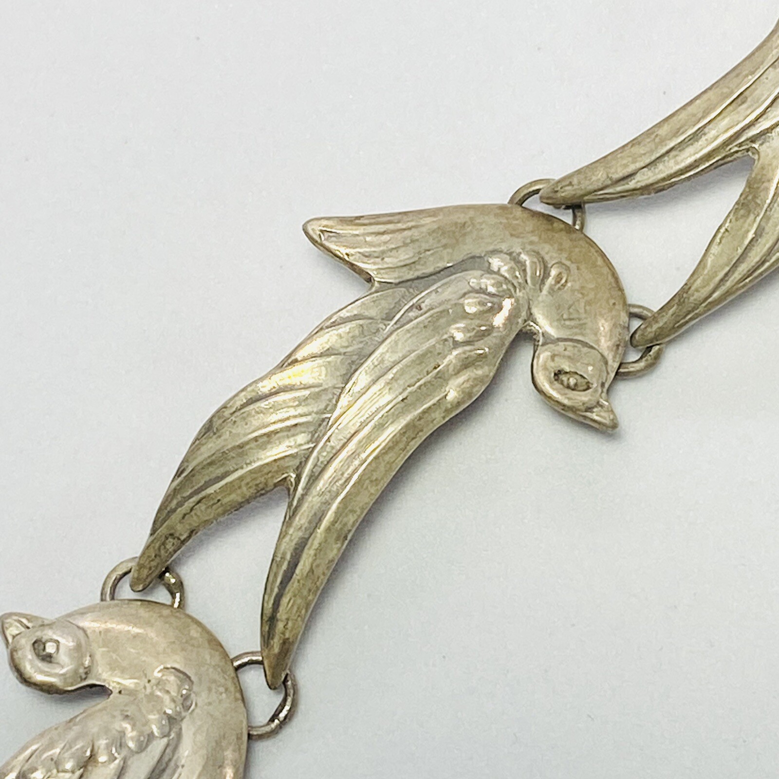 Los Castillo Taxco Mexico Sterling Silver Dove Bird 6.5″ Bracelet 23.0g