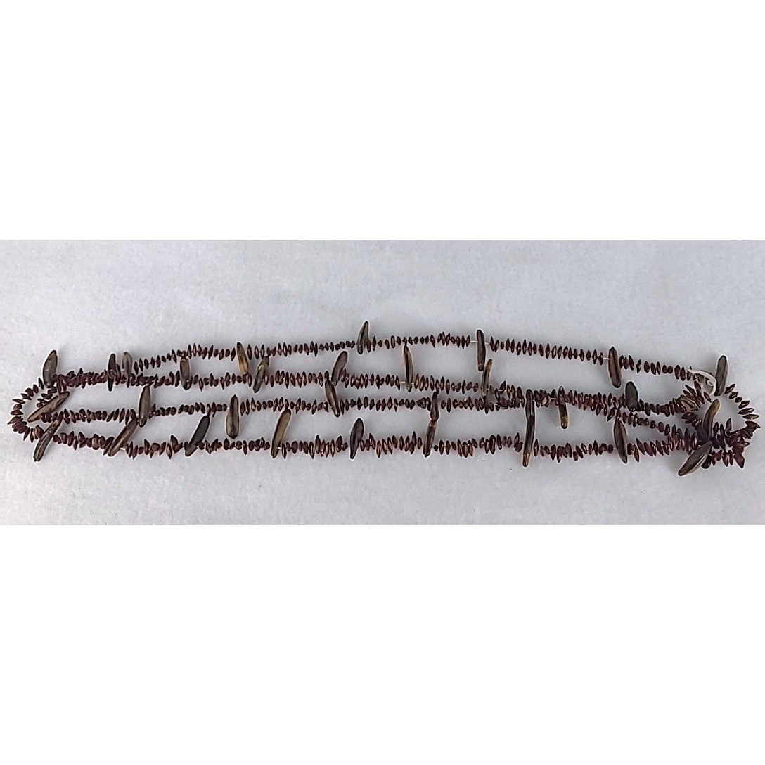 Vintage Beaded Necklace Stone Brown Earthy Boho 60″