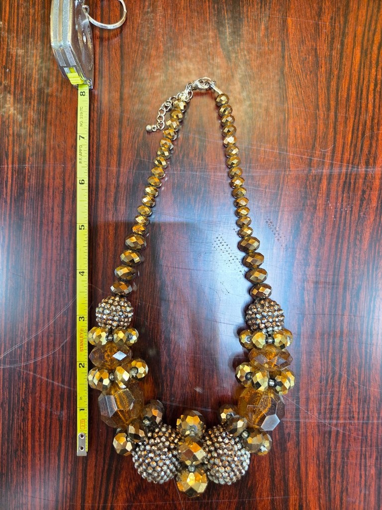 Vintage Gold-Tone Beaded Statement Necklace