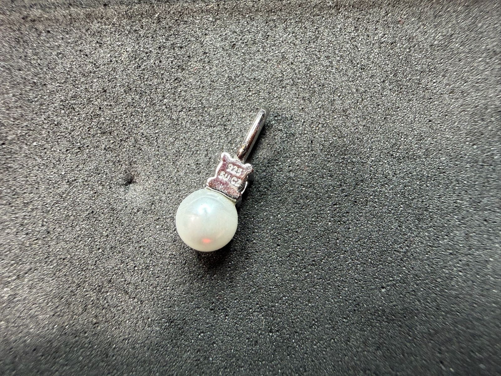 0.43g Vintage Sterling Silver 925 Pendant Round White Bead Accent M