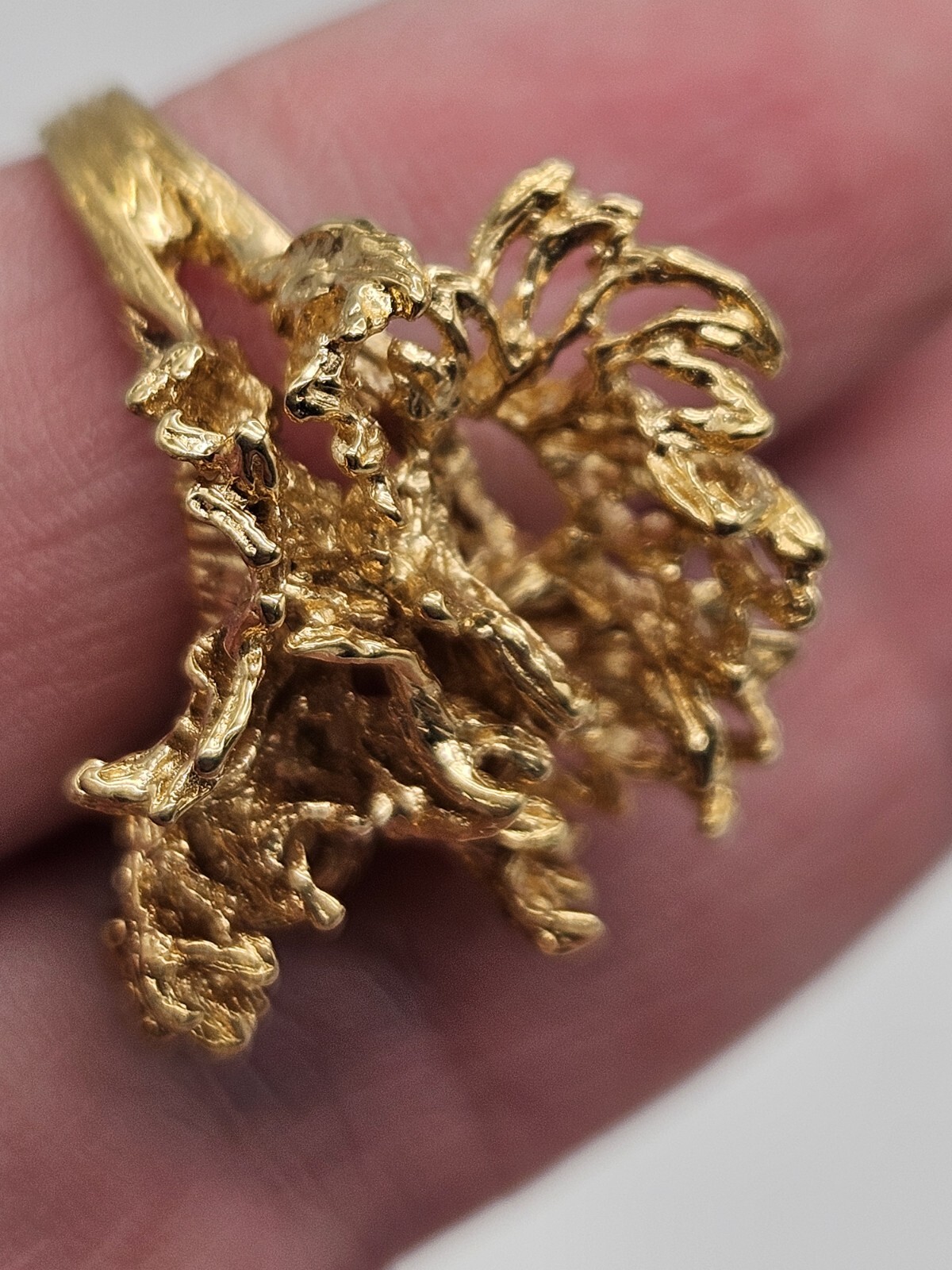 Vintage Modernist Brutalist Gold Tone Finish Over Brass Chunky Ring Size 6