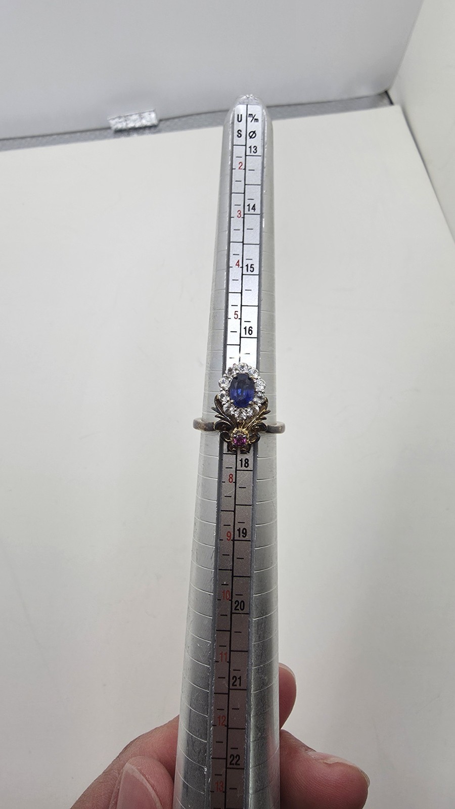 Vintage Sterling Silver 925 Victorian Two Tone Sapphire And Ruby Ring Size 7