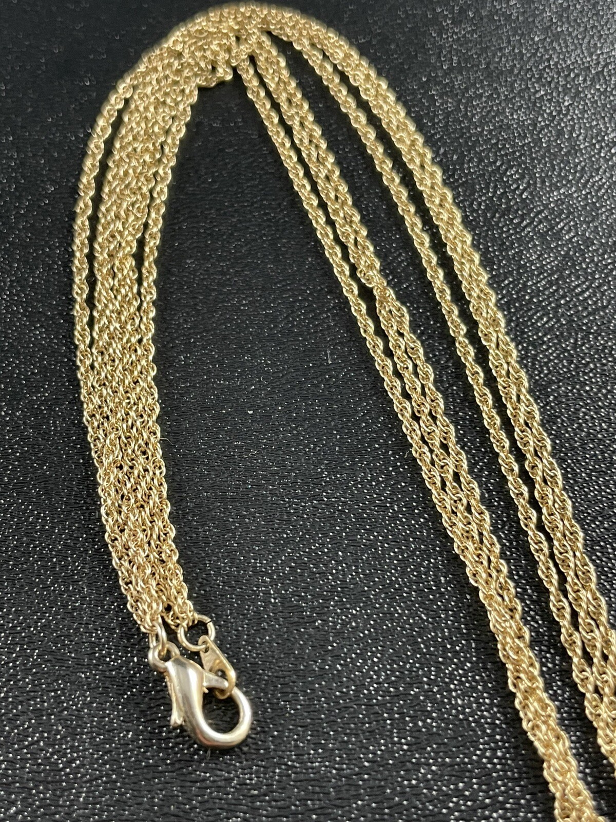 Vintage Pendent Necklace 18” Double Gold Tone Metal Chain Crystal Rhinestone’s