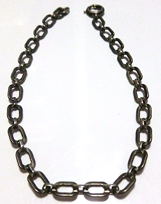ANTIQUE OLD NOUVEAU DECO POSSIBLE CHARM STYLE STERLING SILVER CABLE BRACELET 7″