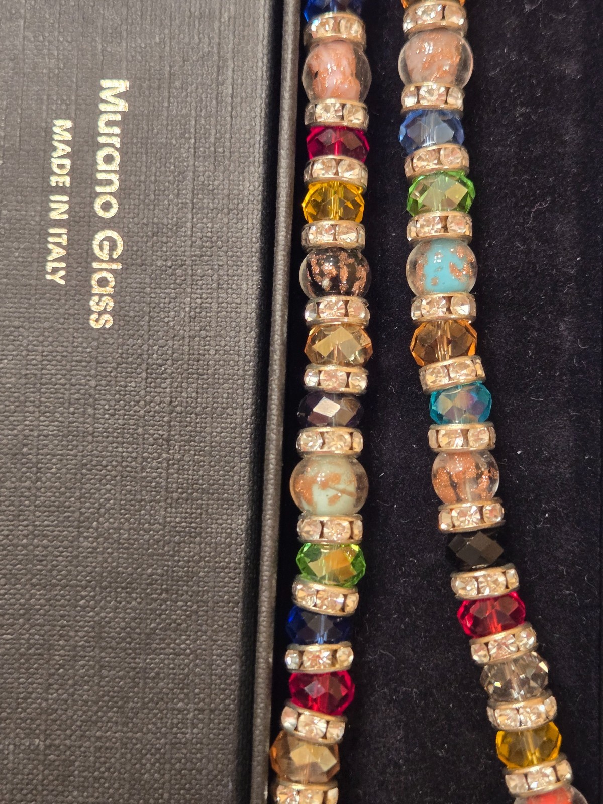 murano glass bead necklace from Italy new multicolor 19″