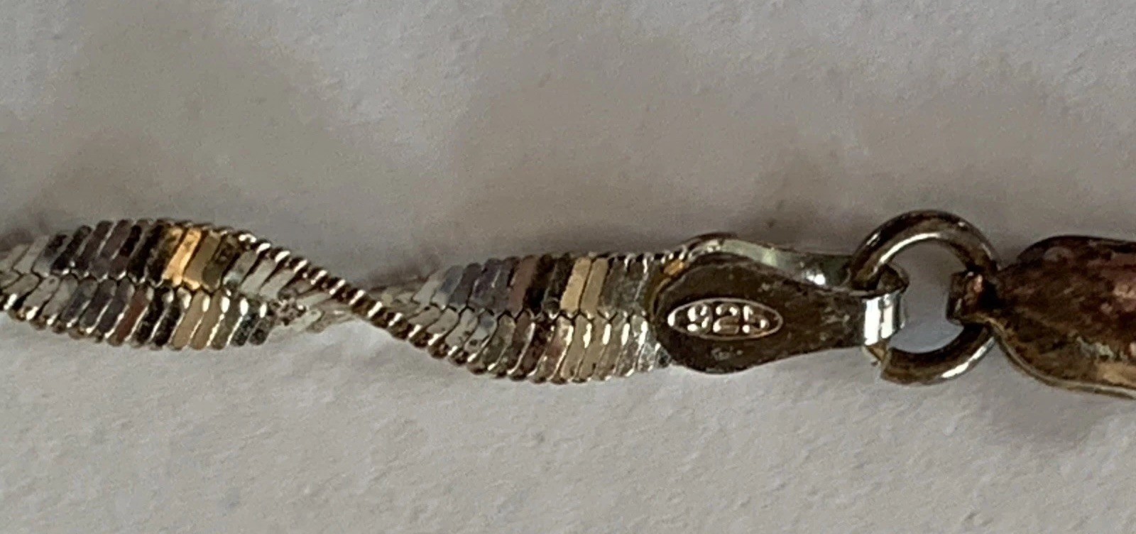 Vintage Sterling Silver 925 Twisted Herringbone Necklace Marked Italy 19 3/4”