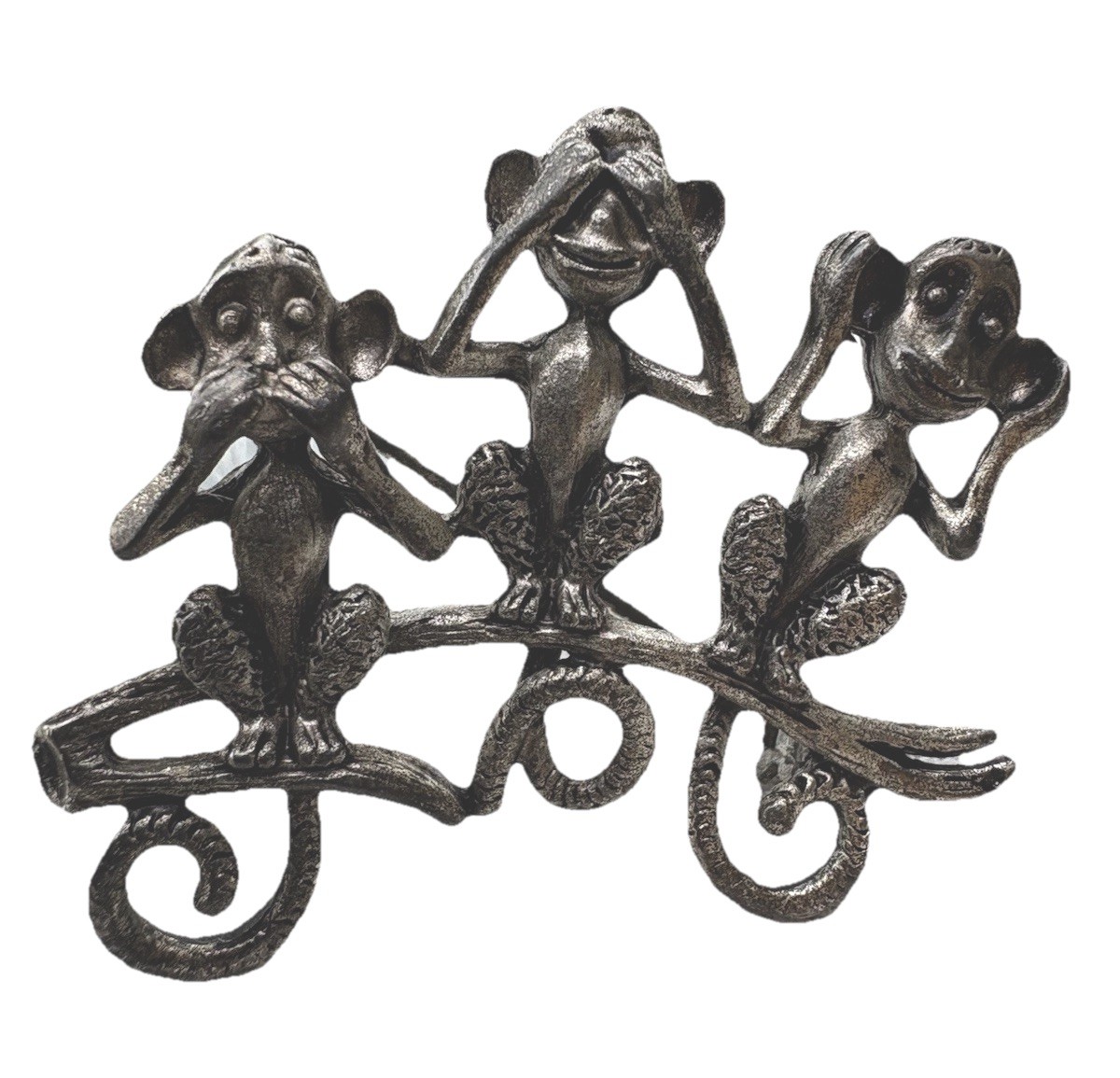 Vintage Danecraft See-Hear-Speak No Evil Monkey Brooch Pin – Pewter