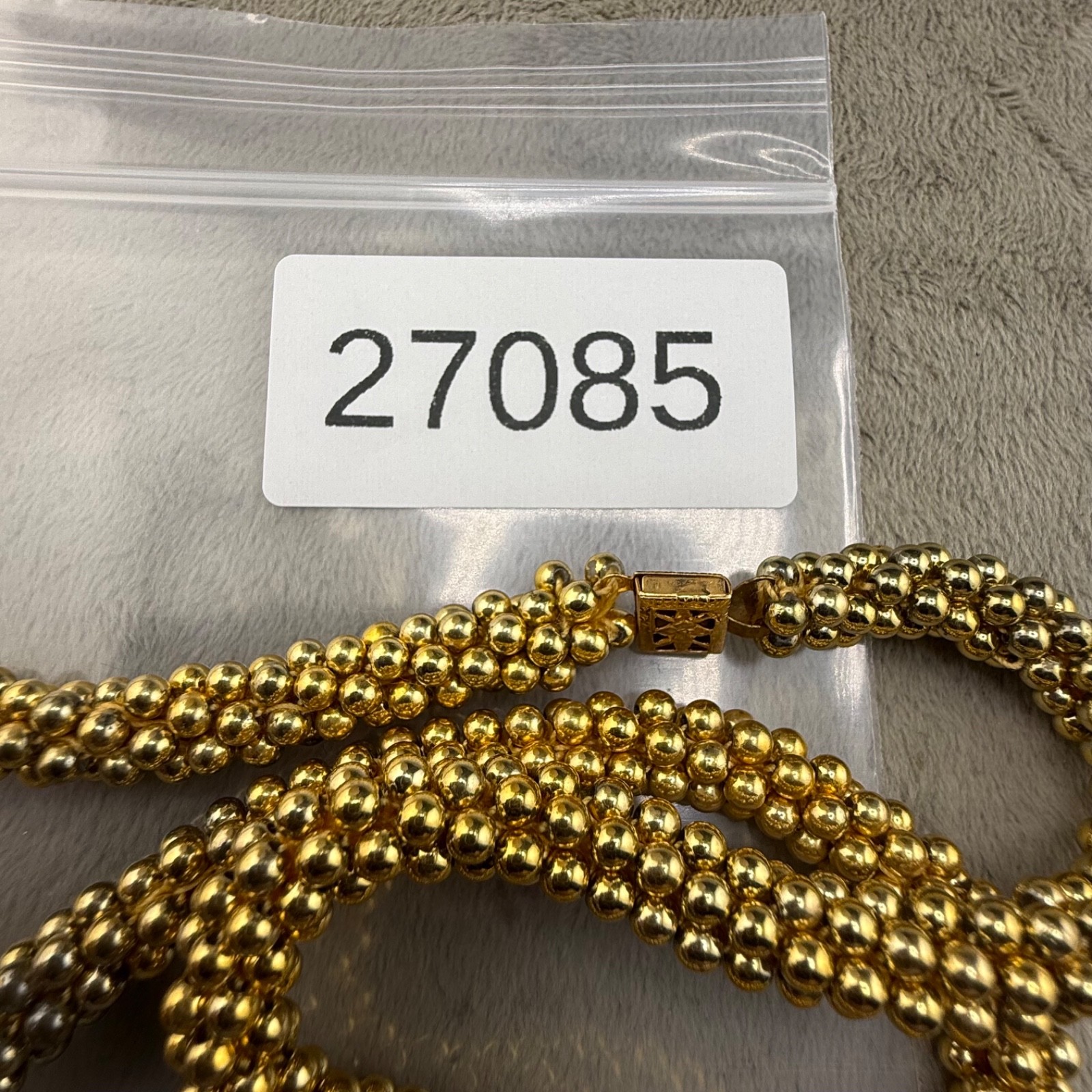Vintage Popcorn Beaded Necklace Rope Gold Tone
