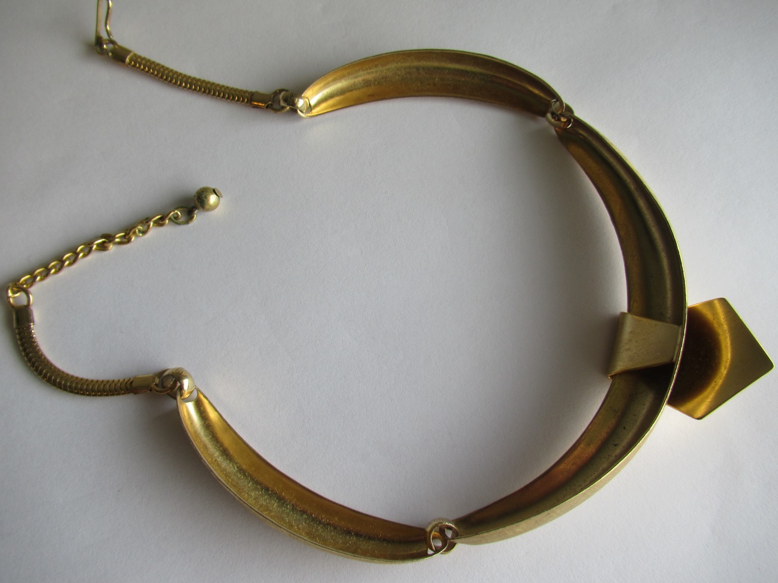 Vintage Gold Plate Collar Necklace 17 inch