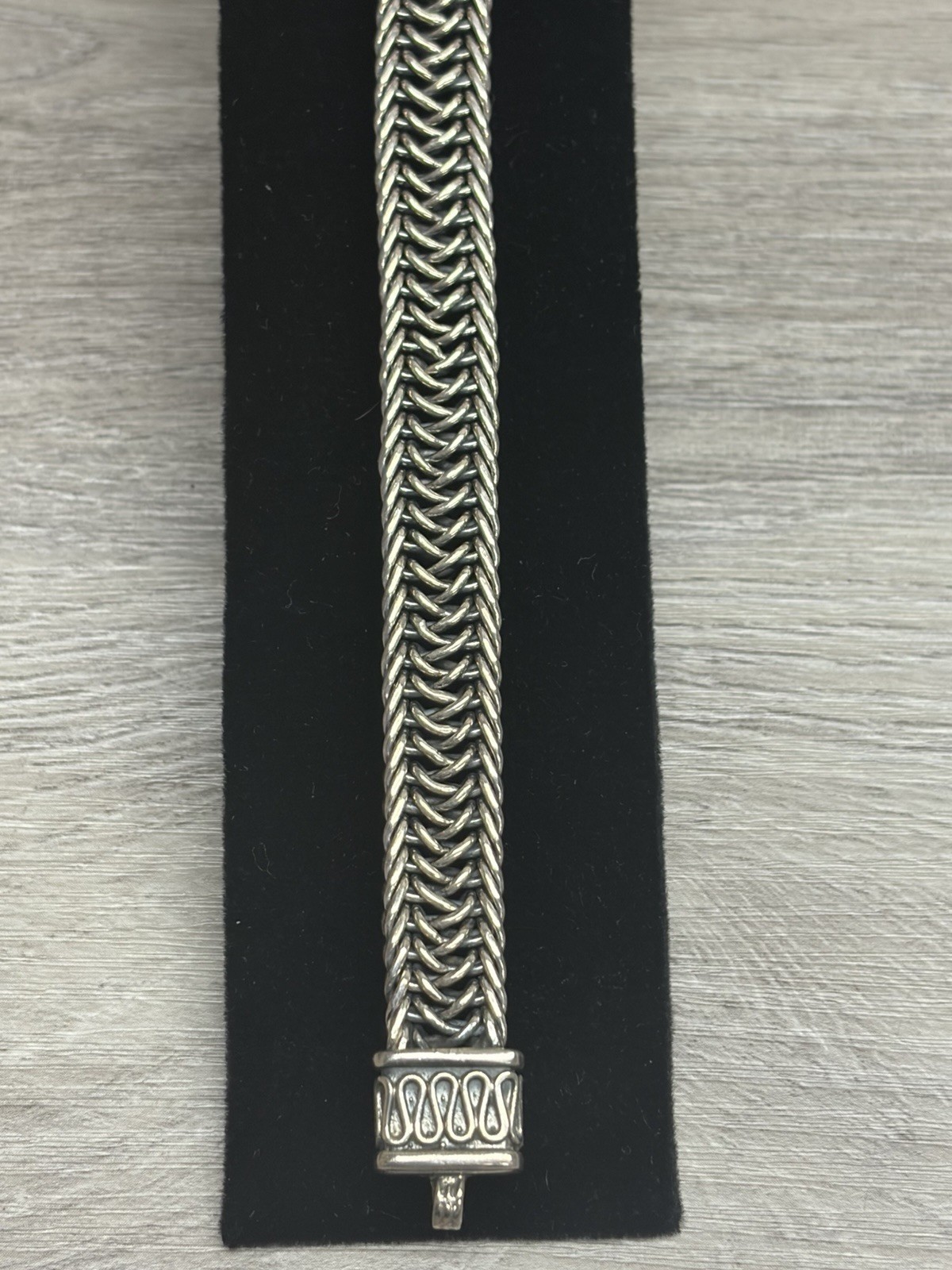 Vintage 925 Sterling Silver 44g Heavy Woven Link Bracelet