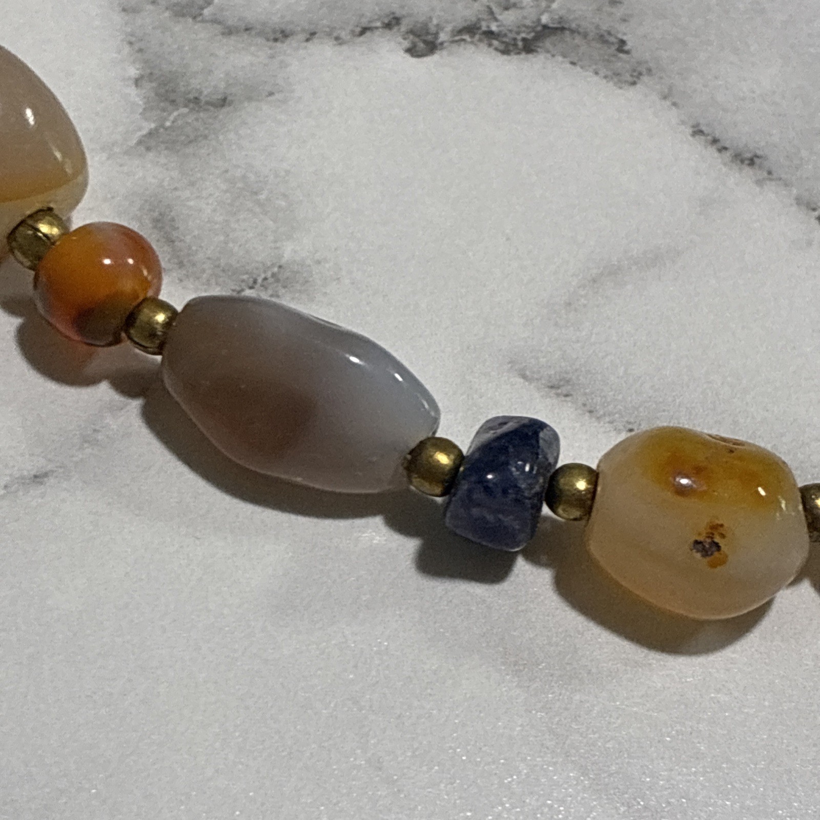 Estate Vtg. Semi Precious Stones, Different Sizes, Shapes, Colors Barrel Clasp ￼
