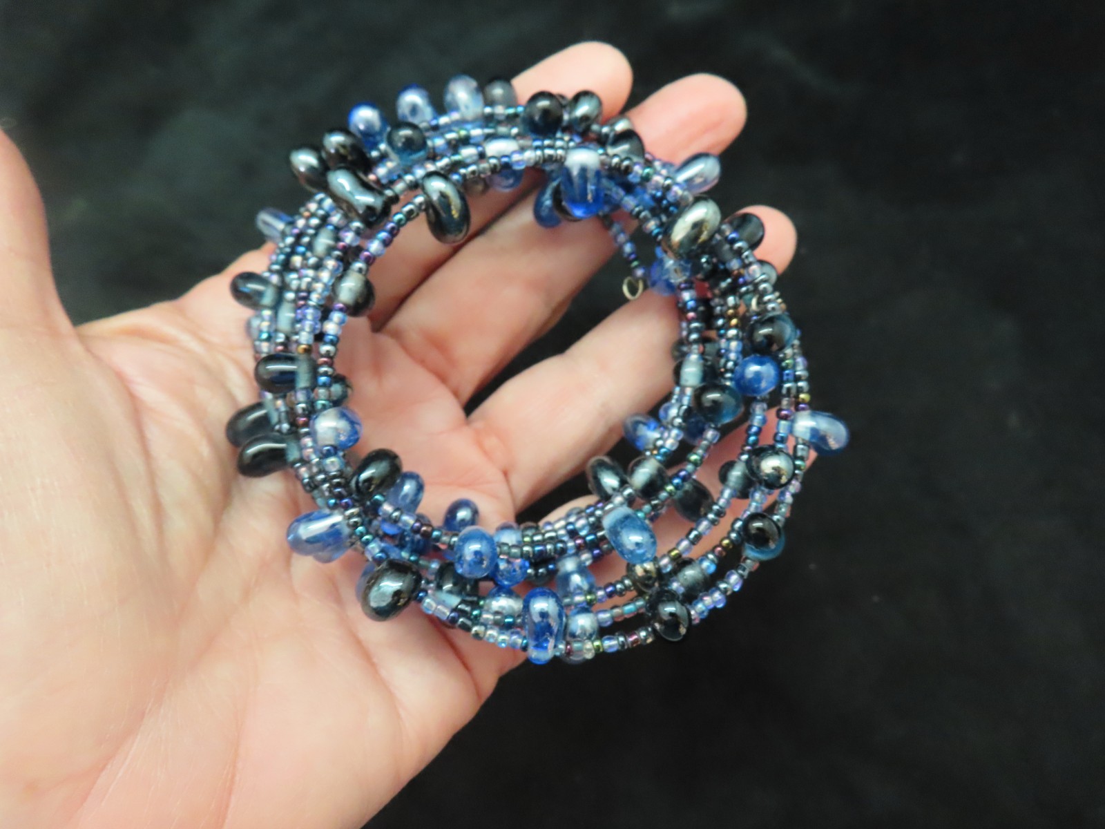 Vintage Multi Strand Wrap Bracelet w/Glass Beads