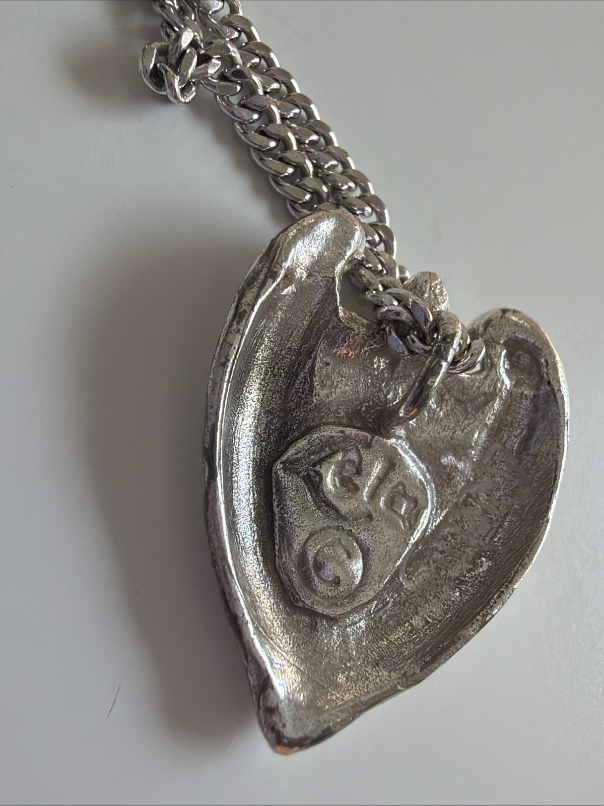 Vintage Heart 3 People Person Silver Charm Necklace Chain Jewelry Lela Angel CIN