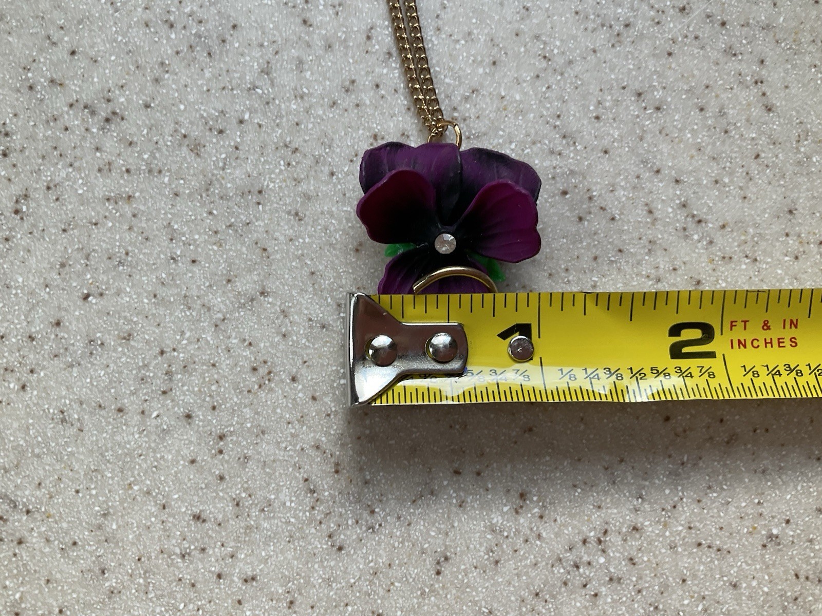 Vintage Necklace & Earrings Set Purple Pansy Flower New