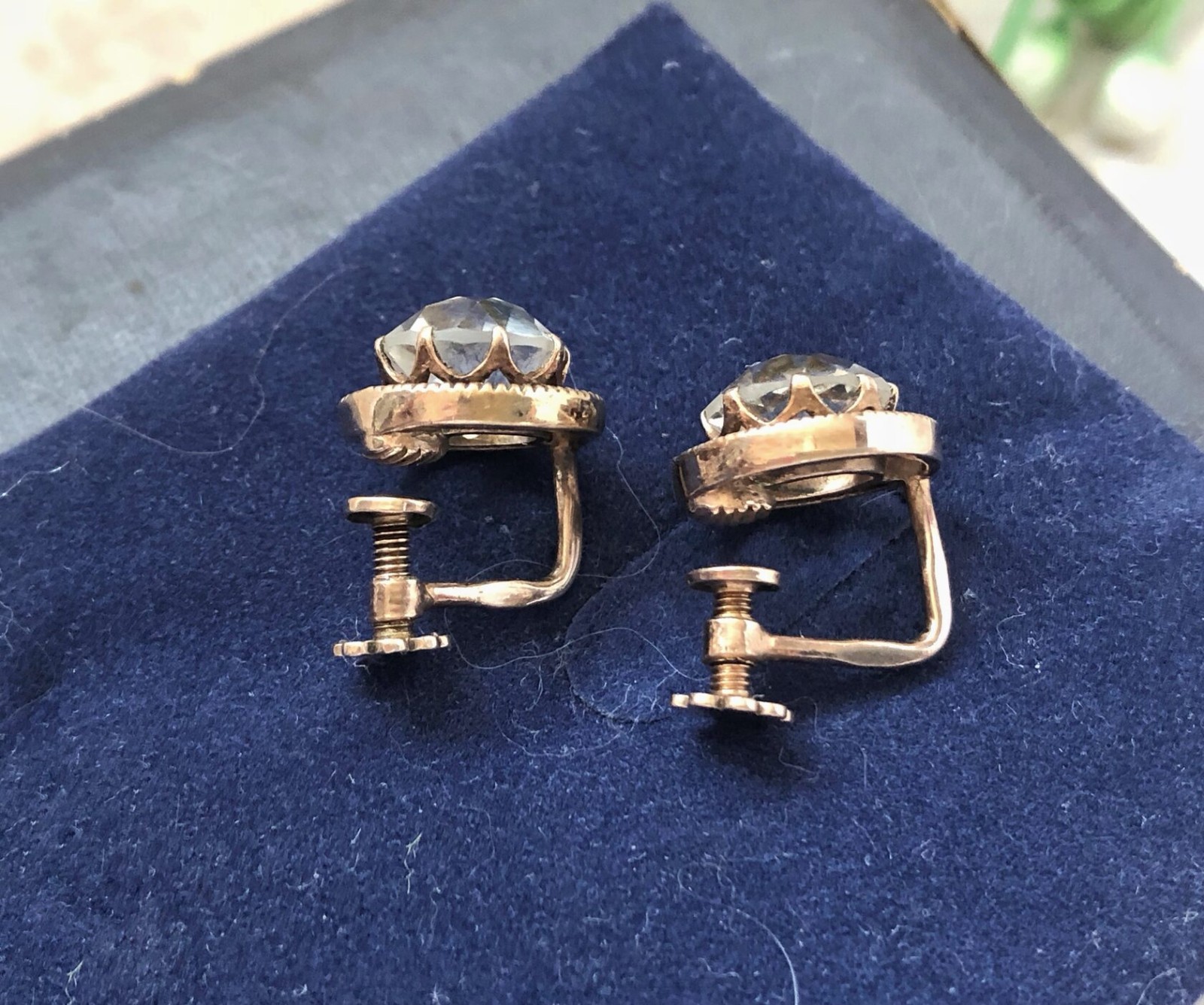 Unique Vintage Earrings Gilt Sterling Silver 875 Soviet Estate Rock Crystal USSR