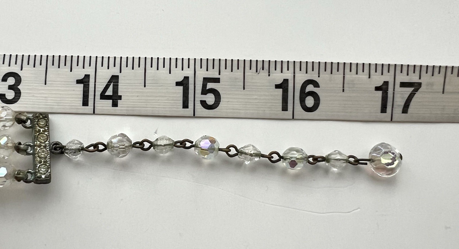 Vintage 3 Strand AB Aurora Borealis Crystal Glass Faceted Bead Necklace Crafts