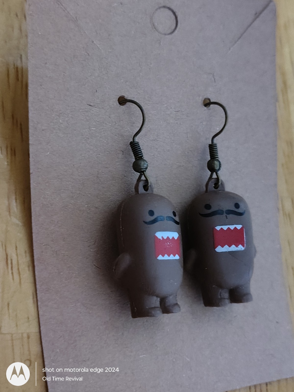 Domo Kun Mustache Vending Machine Toy Charm Handmade Dangle Drop Hook Earrings