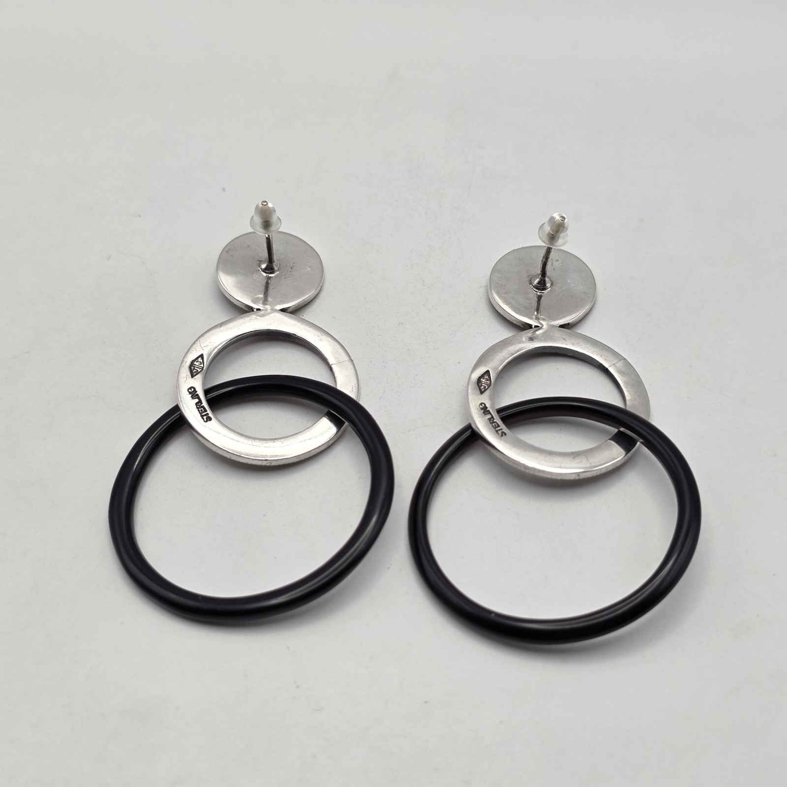 Judith Jack Sterling Silver Art Deco Style Marcasite Earrings Post Dangle Drop