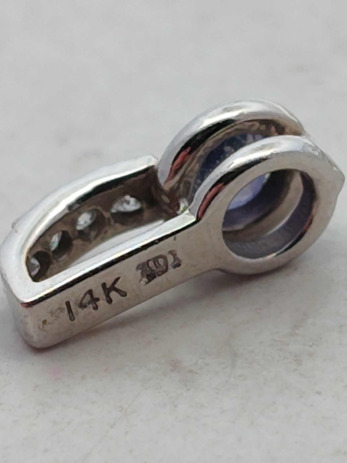 14K White Gold Sapphire & Multi Diamond Pendant Designer “XOX”