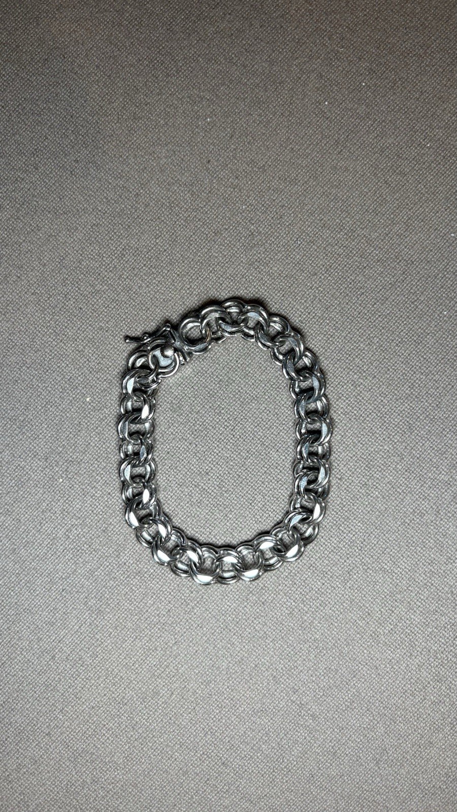 Sterling Silver Vintage Charm Chain Bracelet with Double Link Security Clasp