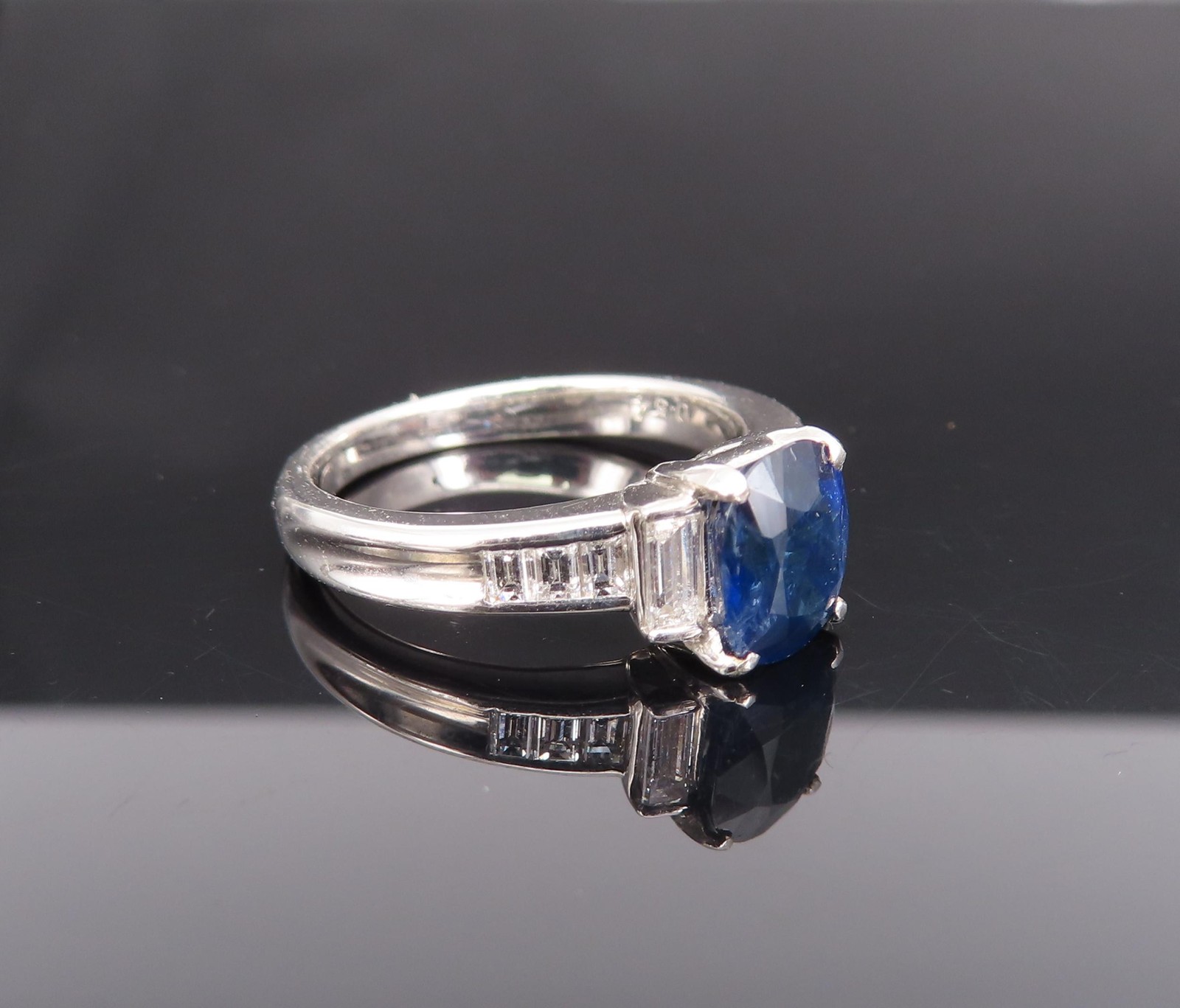 1.89ct GIA Burma No Heat Blue Sapphire & 0.54ct Diamond Platinum Ring Size 7.5