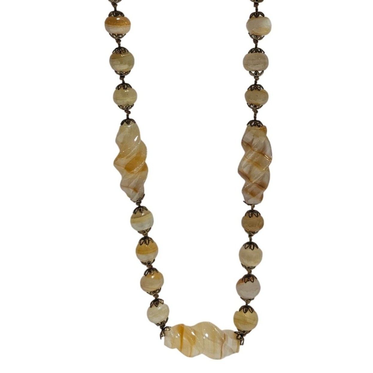 Vintage Beaded Necklace Twisted Beads Unique Retro Classic Fashion Jewelry Women