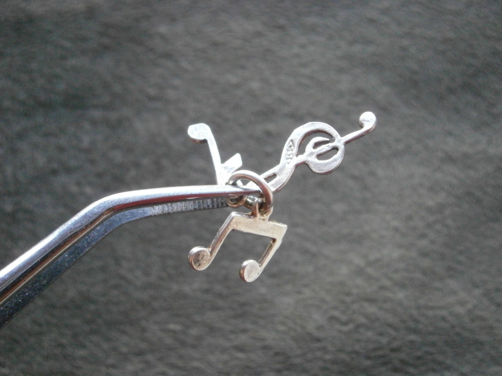 Treble Clef & Musical Notes Symbols Vtg Sterling Silver Bracelet Charm Pendant