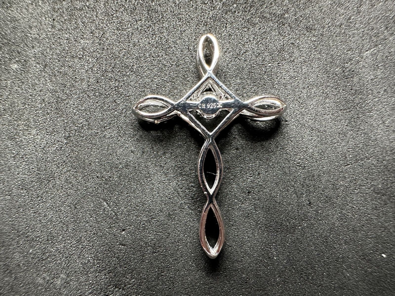 1.52g Vintage Sterling Silver 925 Cross Infinity Pendant Sparkling Center M