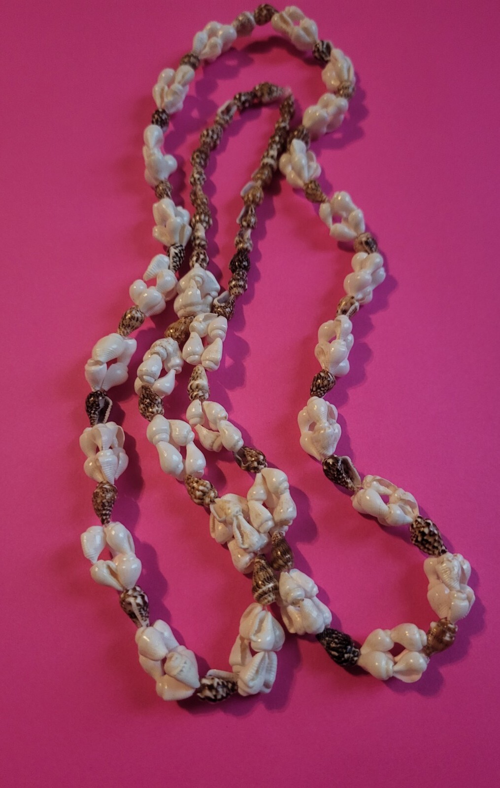 Shells And Beads Necklace 32 Inches Vintage Handcrafted