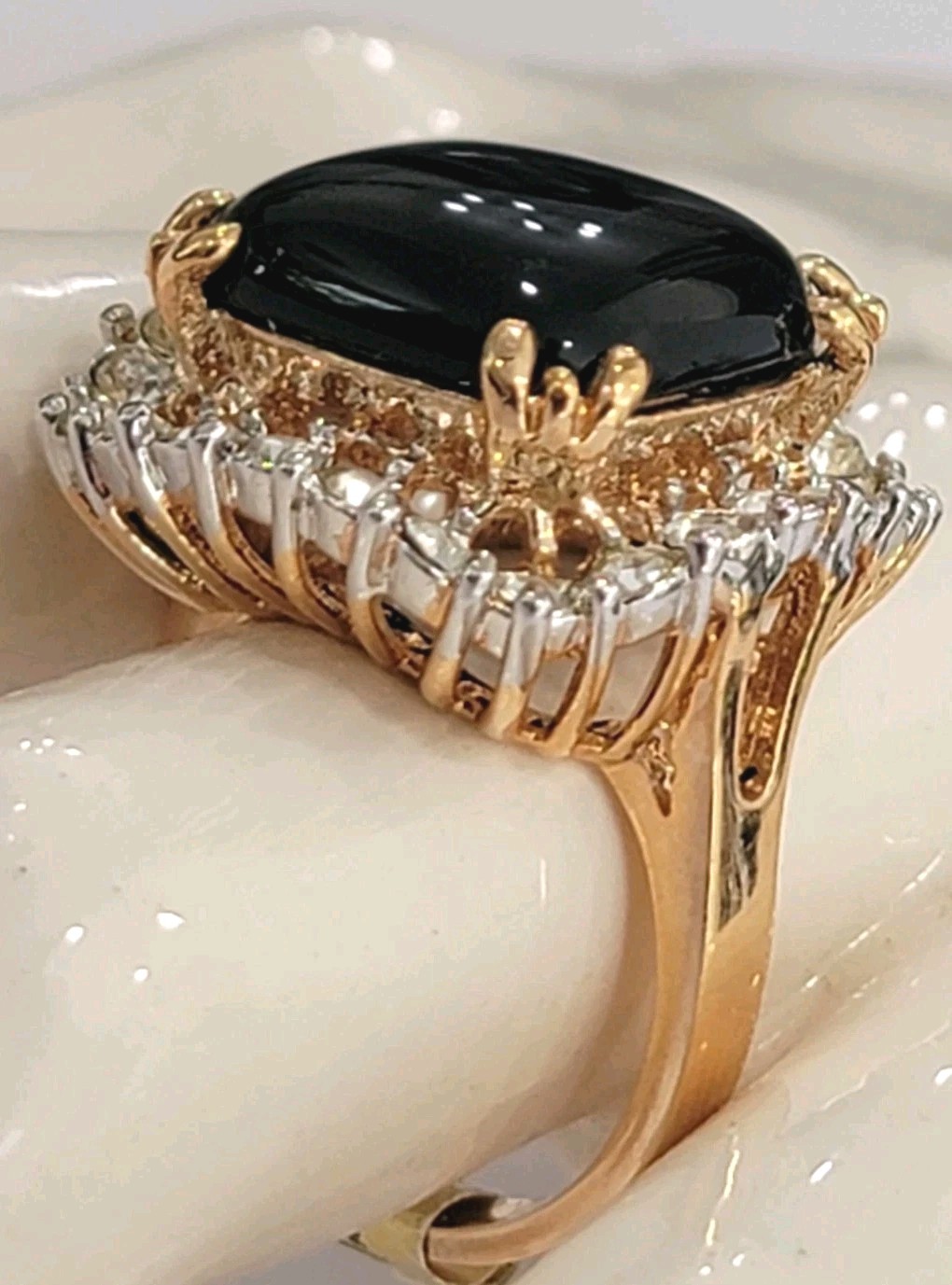 Unworn Vintage Merlite 14K Dura-Klad Gold Electroplate Cocktail Ring SIZE 9