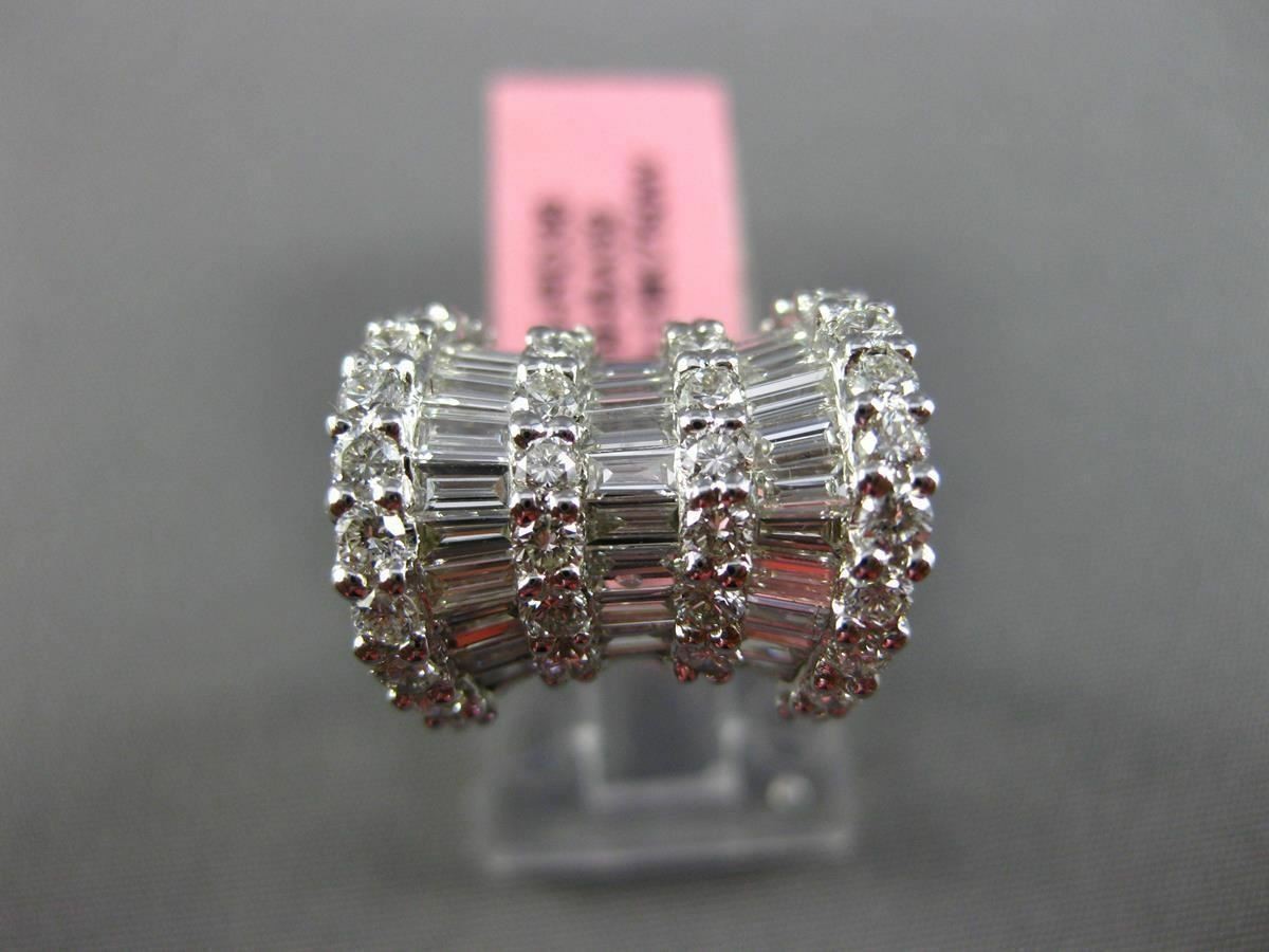 ESTATE 2.14CT ROUND & BAGUTTE DIAMOND 18KT WHITE GOLD 3D BOW FUN RING F/G VVS VS